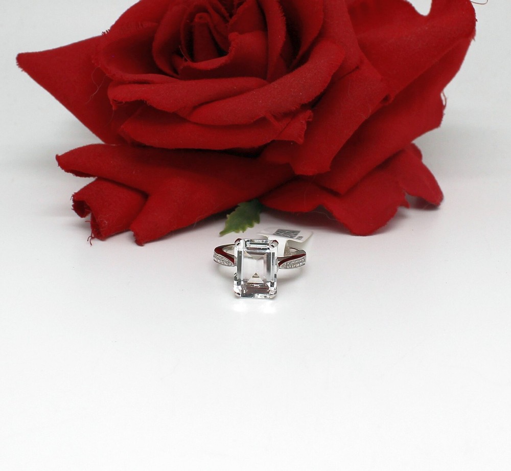 Sterling silver JTV emerald cut CZ ring size 9 5.4g supports cat rescue