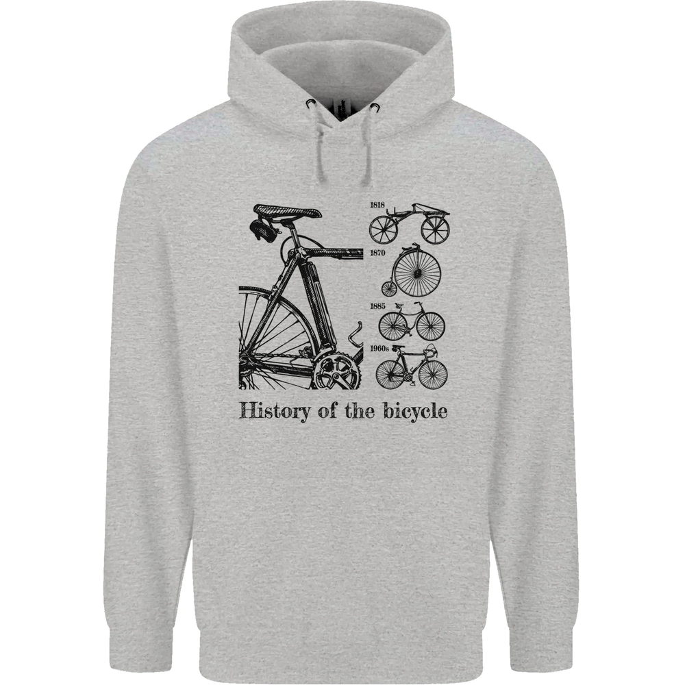 History of the Bicycle Cyclist Cycling Bike Mens 80% Cotton Hoodie