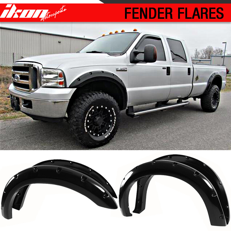 Clearance Sale Fits 99-07 F250 F350 Super Duty Pocket Rivet Black Fender Flares-image