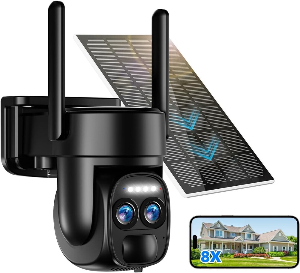 [ 8X Zoom ] 4K Solar Security Camera Wireless Outdoor 360° PTZ 5G WiFi Camera
