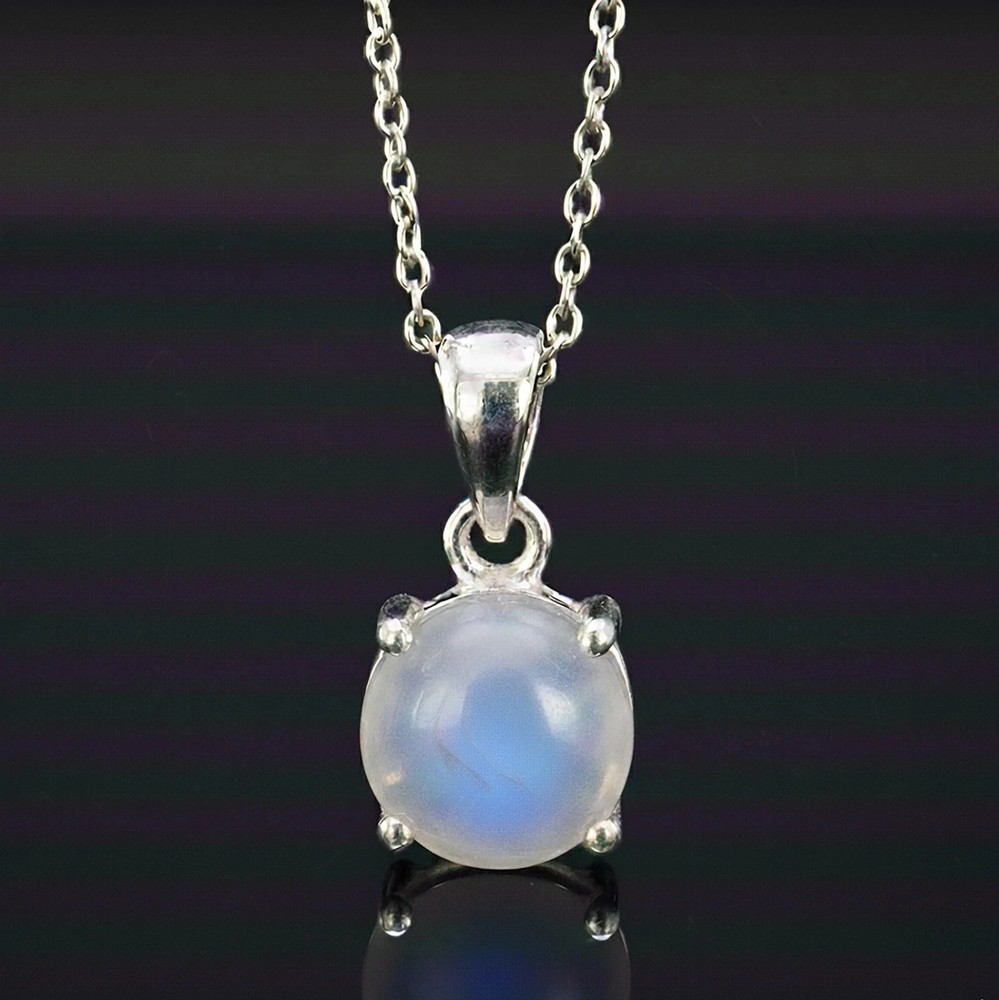 20.65 Ct Natural Moonstone Pendant Certified Jewelry Round Cut With Silver Chain
