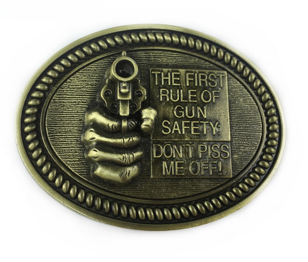 Western Belt Buckle for Men Cowboy Rodeo Vintage Style Wear Don't Piss Me Off