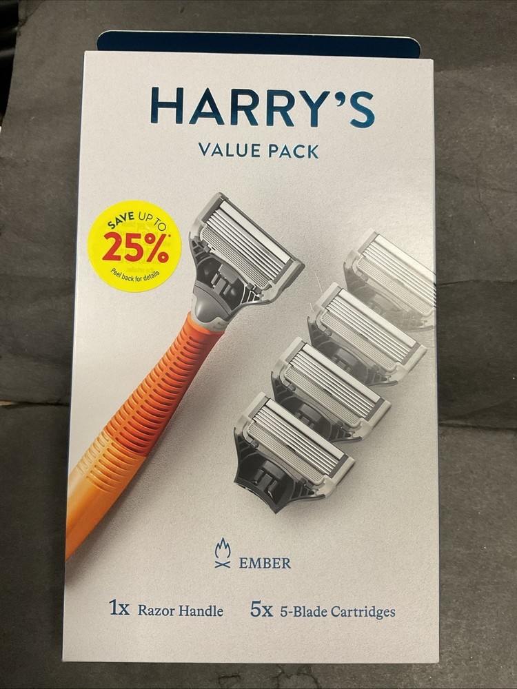 Harrys Mens Razor Value Pack with Ember Orange Handle and 5 Blades