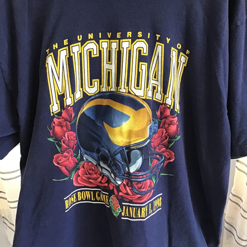 VTG 90s Michigan Wolverines Men Size XXL Rose Bowl Game 1998 T-Shirt Sporty Ball