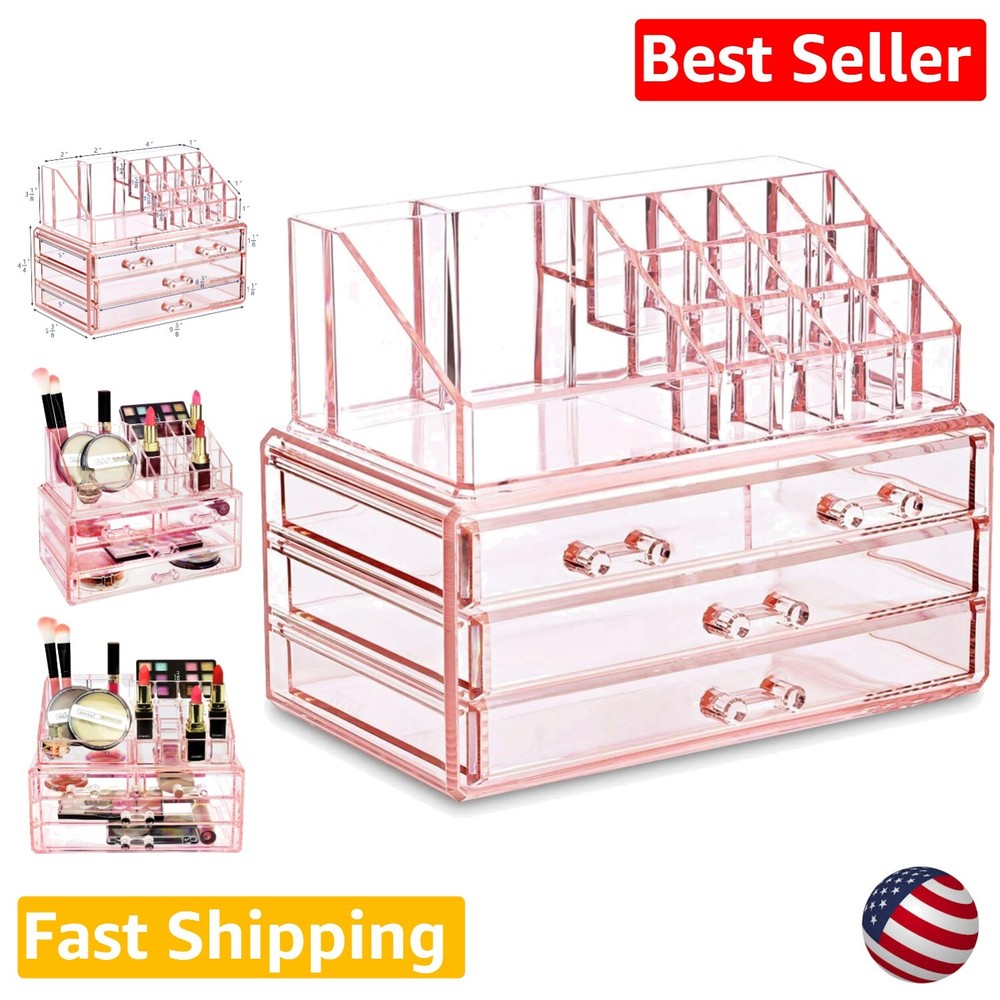Clear Acrylic Makeup & Jewelry Organizer Box - Compact Storage Solution