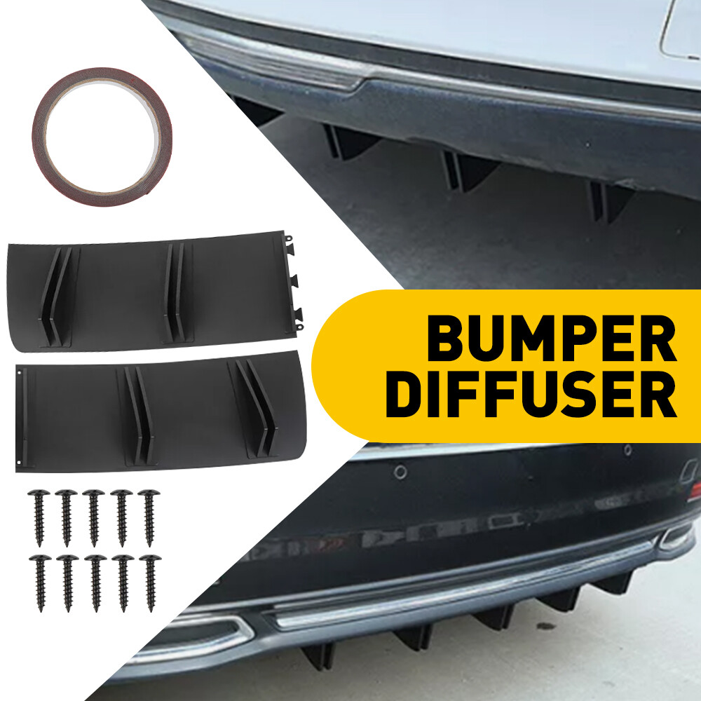 Rear Body Bumper Diffuser Shark 10 Fins Wing Spoiler Matte Black Fit Chrysler