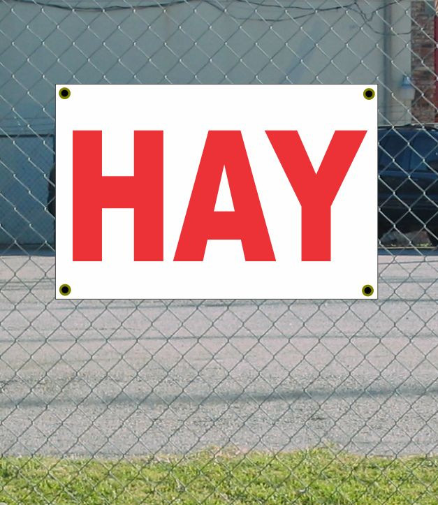2x3 HAY Red & White Banner Sign – Discounted Price, Free Shipping, Brand New