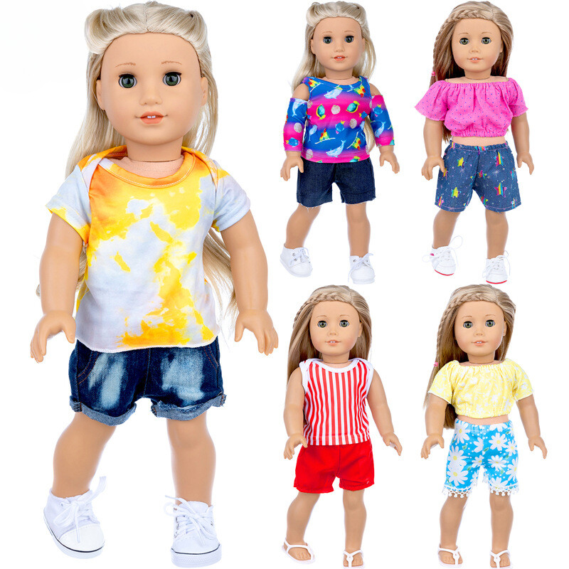 18-inch American Girl Doll summer outfit - T-shirt and shorts set  