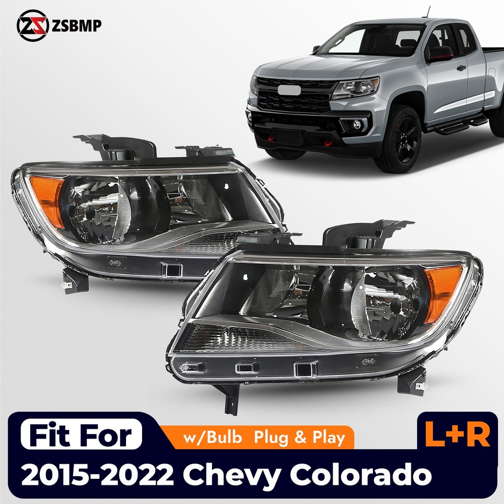 Halogen Headlight Assembly W/ Bulb For 2015-2022 Chevy Colorado Pair Left+ Right