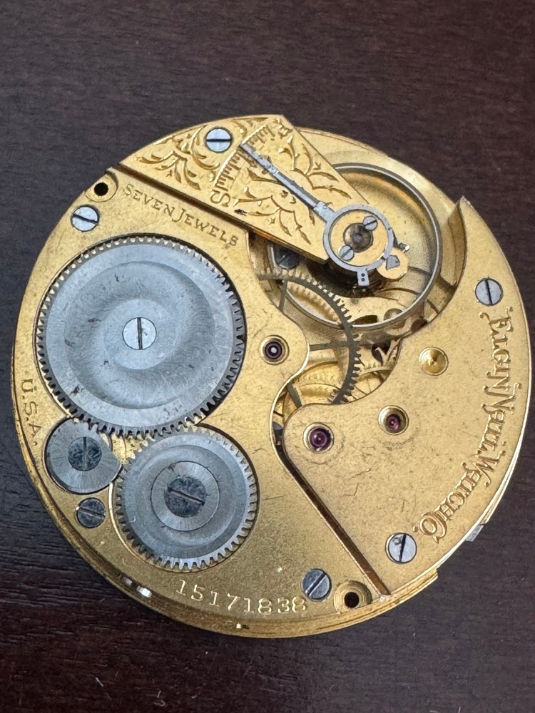 Vintage 16-Size Elgin Hunting Pocket Watch Movement Grade 292 Keeps Time