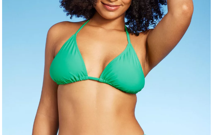 Women'sTriangle Bikini Top - Wild Fable Green M: Swimsuits, Stretchy Comfort, M