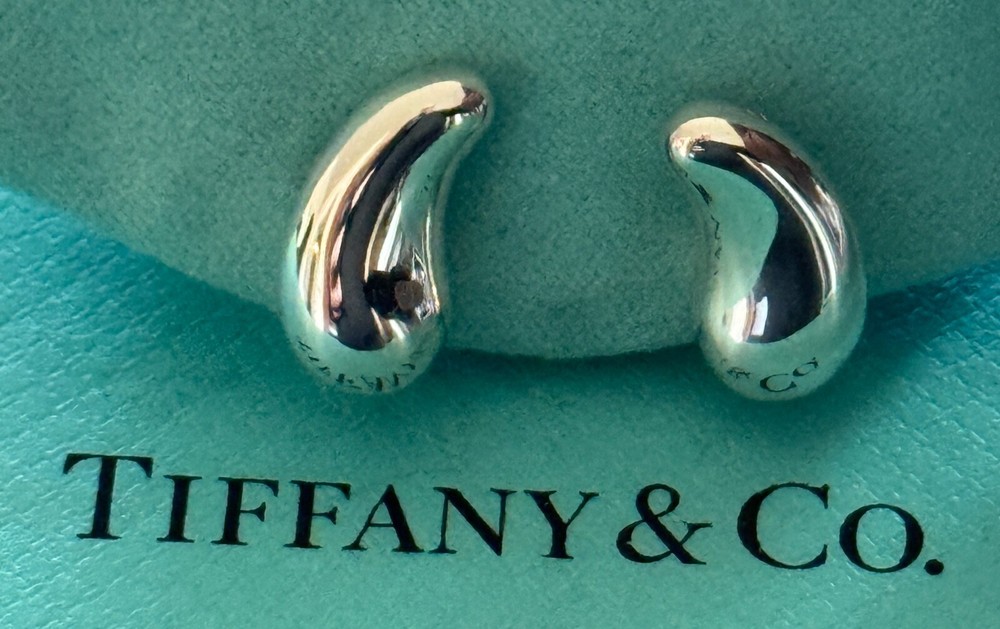 Tiffany & Co Elsa Peretti Large Teardrop Earrings  Sterling Silver 925 Clip On