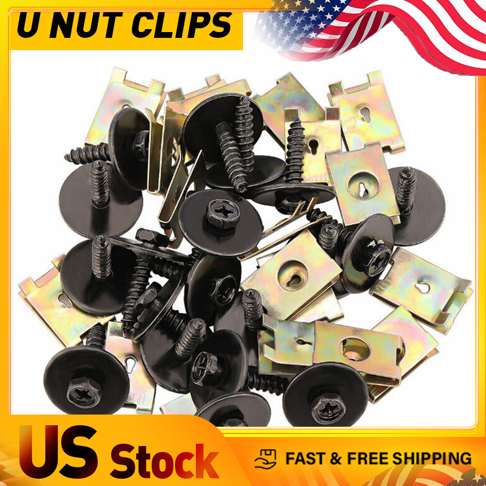 40Pcs Metal Screw Car Body Fender Bumper Retainer U Nut Clips Gasket Fastener US