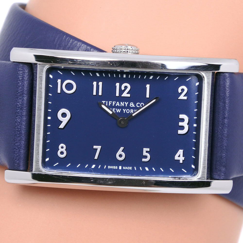 TIFFANY Co. Tiffany East West Mini 36668694 Watch SS Leather Quartz Women s N