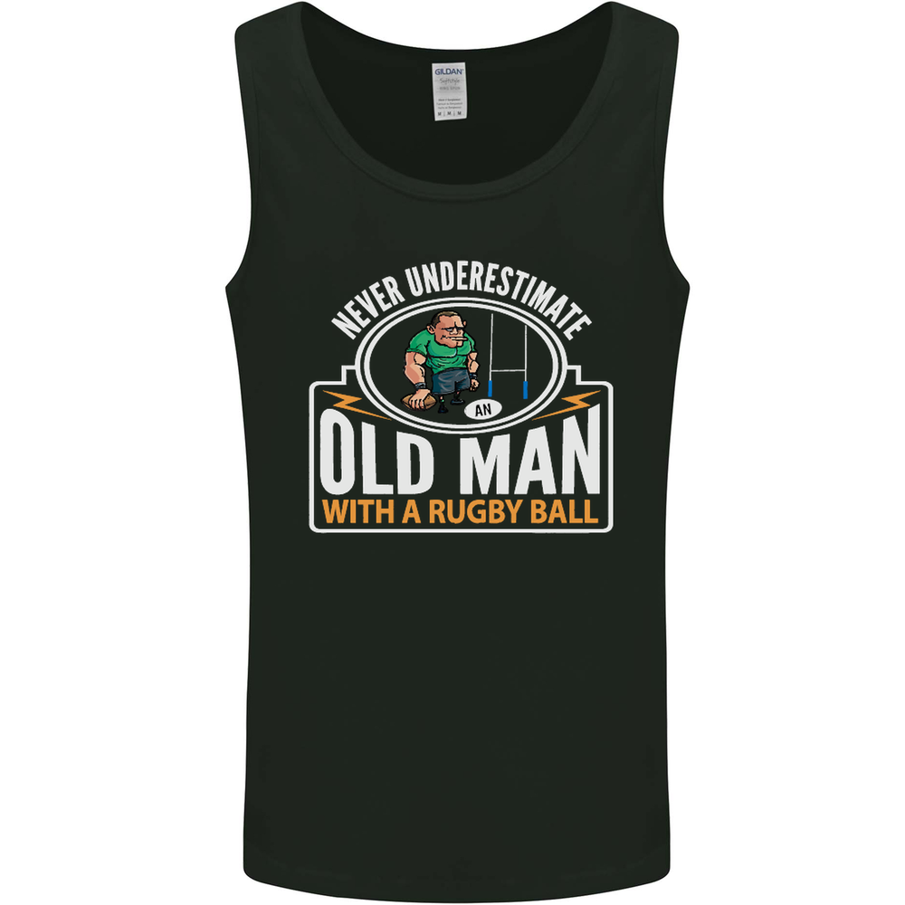 An Old Man With a Rugby Ball Player Funny Mens Vest Tank Top