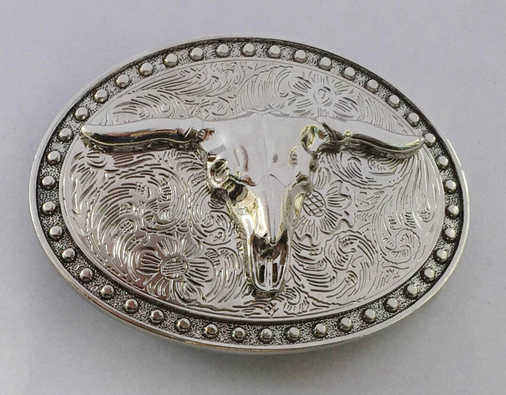 Western Belt Buckle for Men Women Cowboy Rodeo Vintage Style Wear Bull Skull
