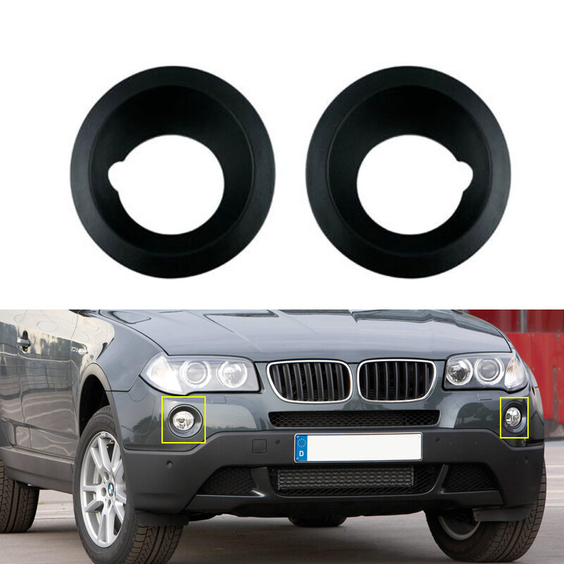 1 Pair Front Bumper Fog Light Cover For BMW X3 E83 2004-2006 Black
