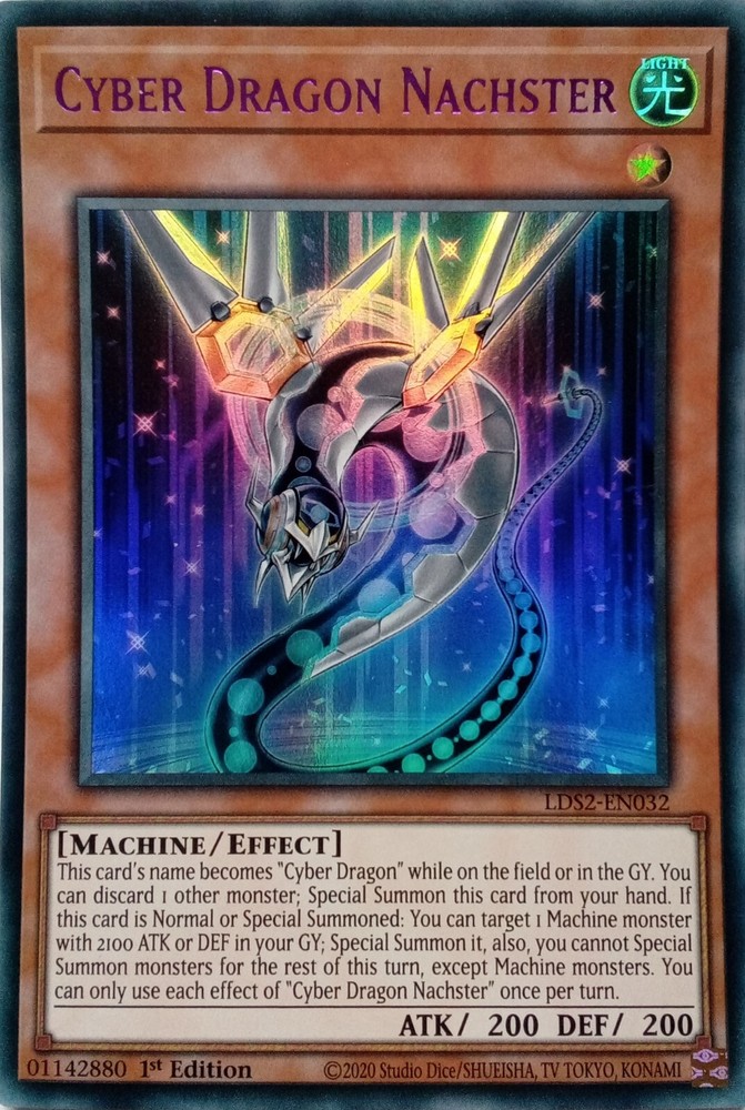 Cyber Dragon Nachster Purple Ultra Rare 1st Ed Yugioh Card LDS2-EN032