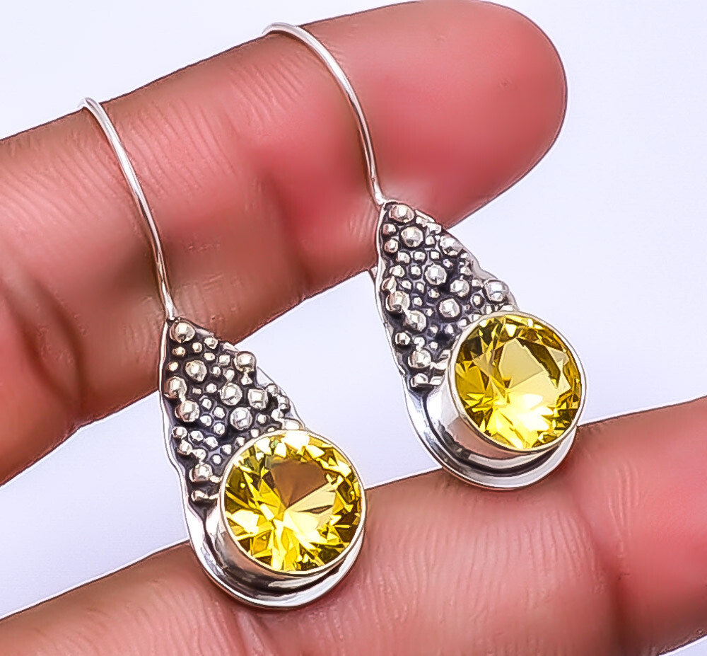 Citrine Designer Handmade 925 Sterling Silver Earrings 1.56 Inch E_9346_133_55