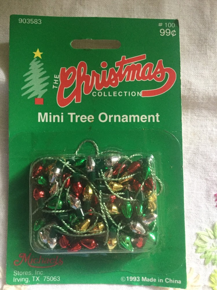 Christmas Mini Tree Decorations Mini Ornament Garland by Michaels 1993 Red Green