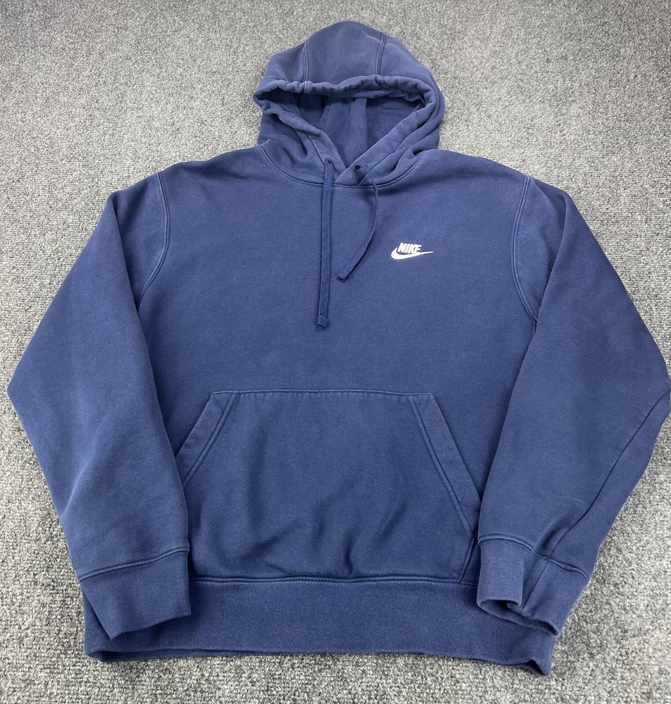 Nike Hoodie Mens Medium Blue Sportswear Fleece Pullover Sweatshirt Jumper Swoosh