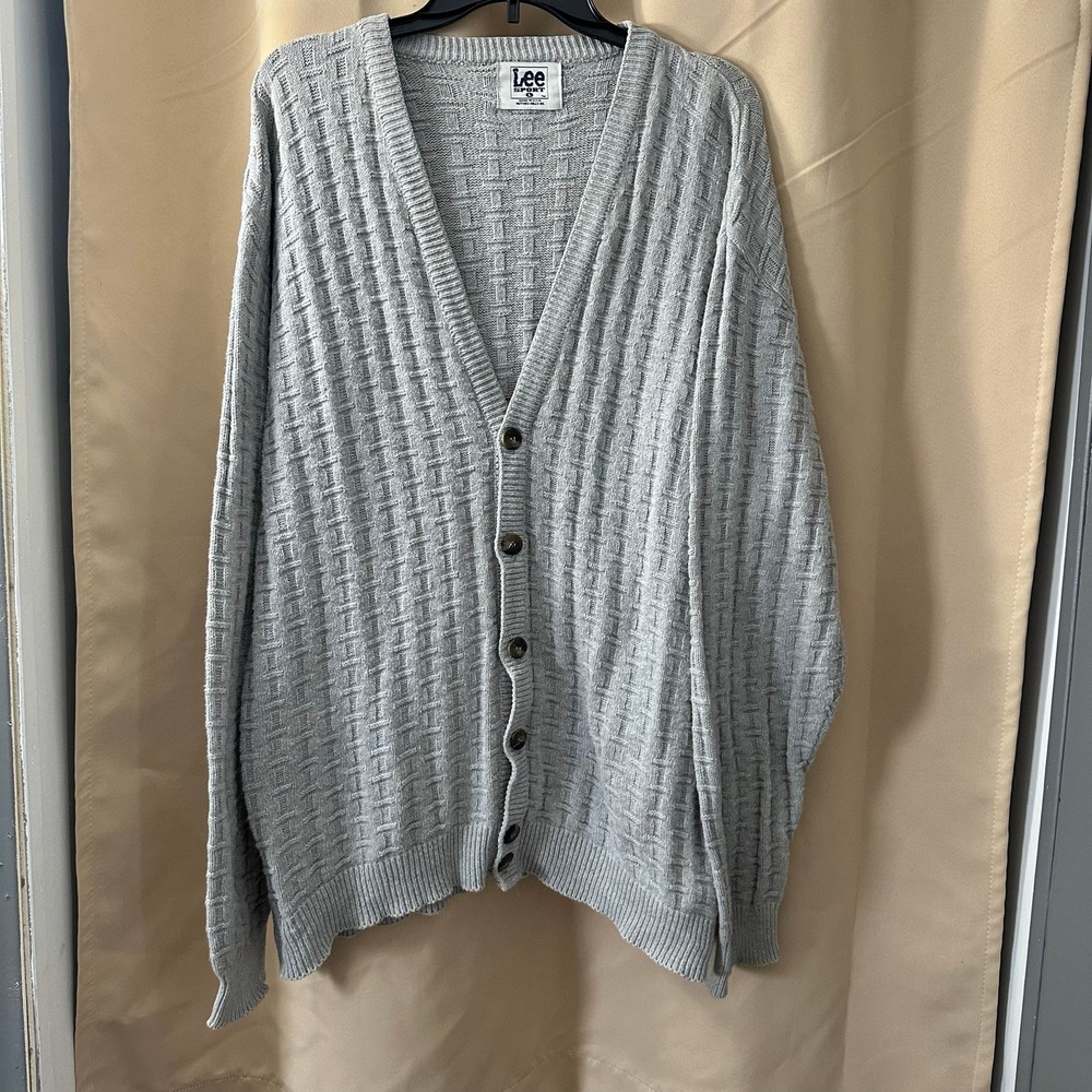 Lee Sport Vintage Light Grey Grandpa Cardigan for Men