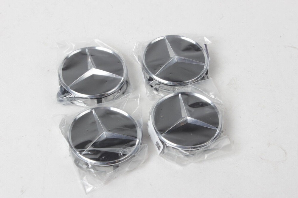 GENUINE Wheel Center Hub Cap Star Black Chrome Covers 4x SET B66470200