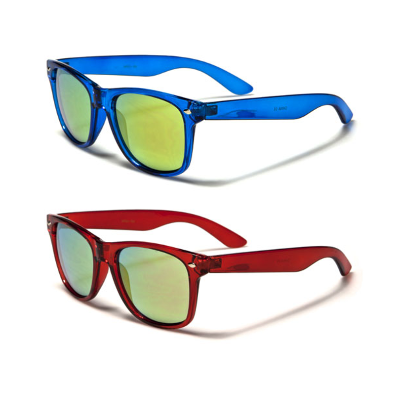 Retro Sunglasses with Mirror Lenses and Plastic Frames for Men and Women