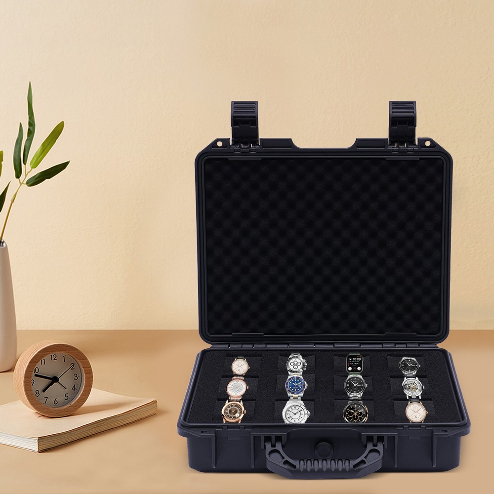 12-Slot Travel Watch Case with Hard Shell for Jewelry Storage