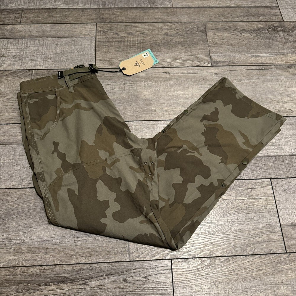 prAna Mens Stretch Zion Pants II Hybrid Performance Relaxed Fit Camo 33x28 NEW