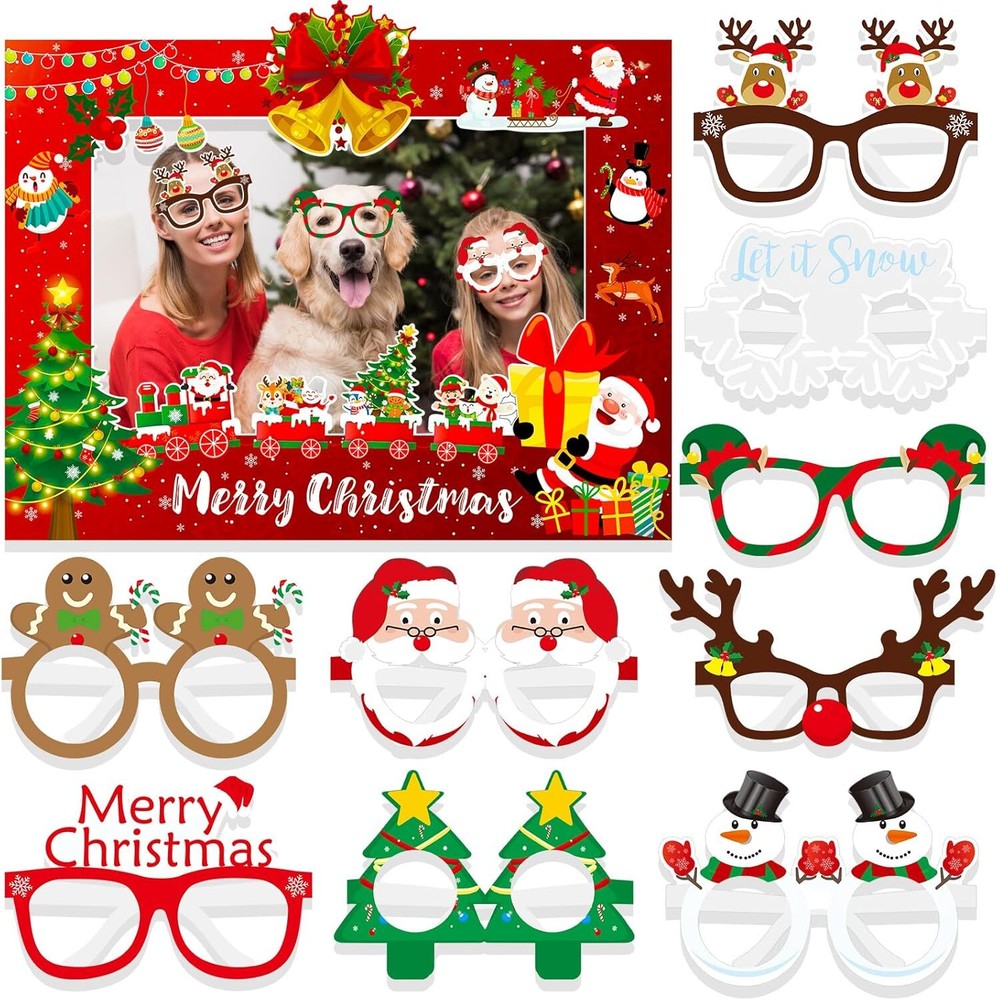 HOWAF Christmas Photo Booth Props, Santa Paper Multi Color