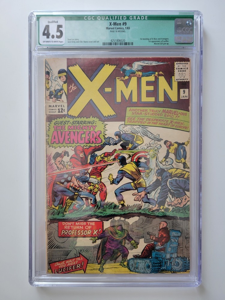 X-Men #9 CGC VG+- 4.5 Off-White to White - 1st Meeting b/w X-Men & Avengers!!