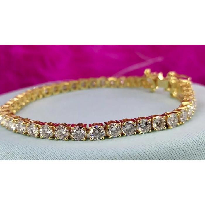 11.50Ct Round Cut Lab Created Diamond 14k Yellow Gold Plated Tennis Bracelet 7.5