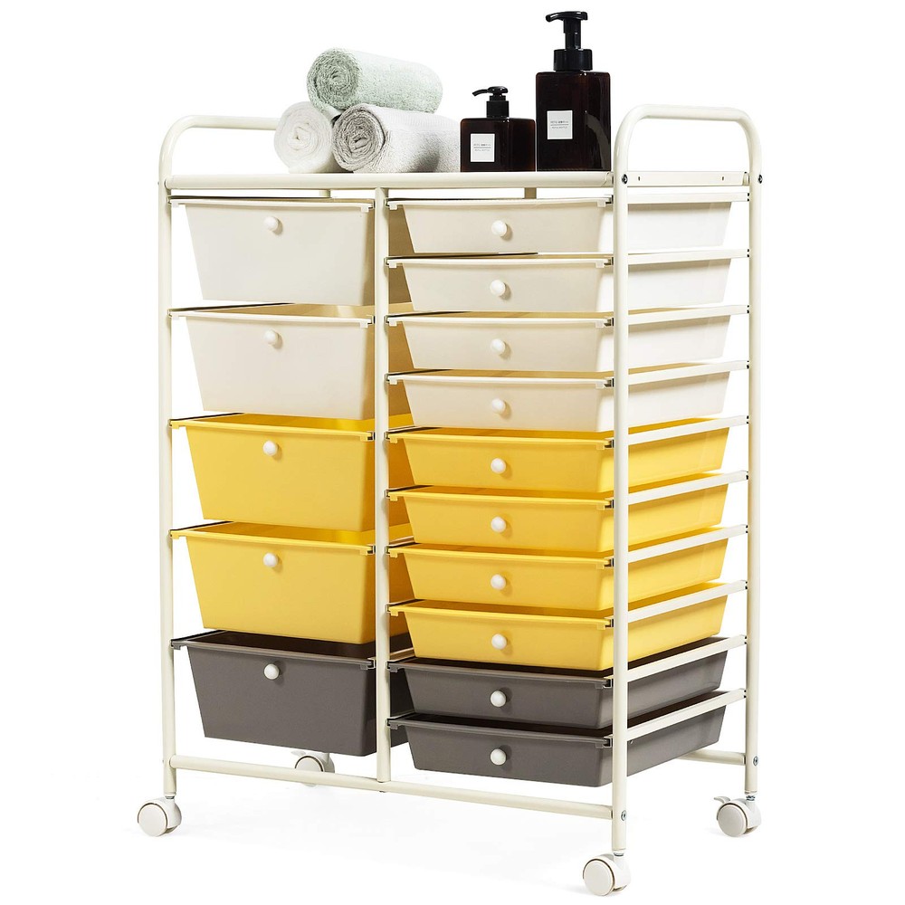 BETTARY 15-Drawer Mobile Craft Cart for Scrapbooking Supplies & Tools w/ Removable Dividers  