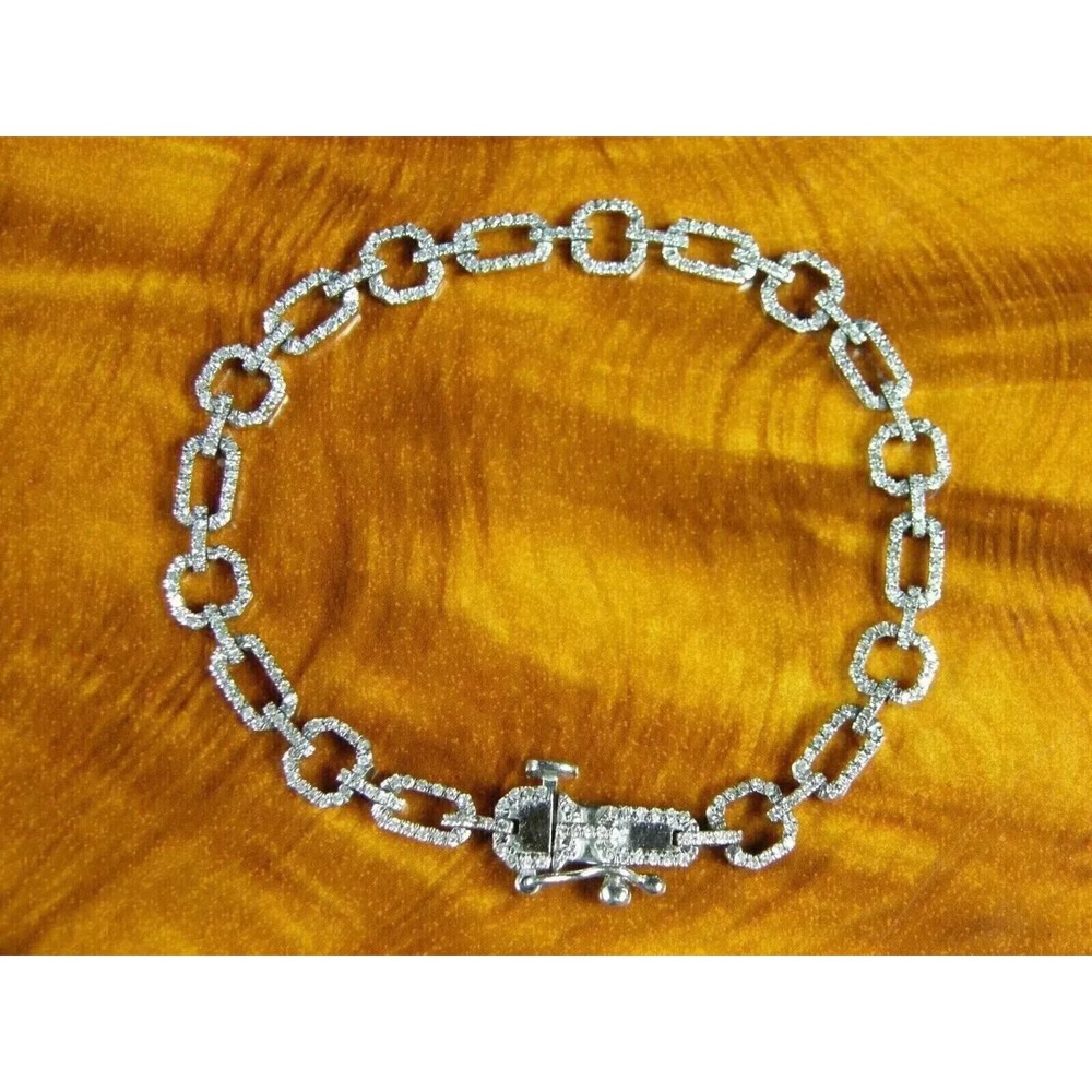 6 Ct Round Simulated Diamond 14k White Gold Plated Elegant Tennis Link Bracelet