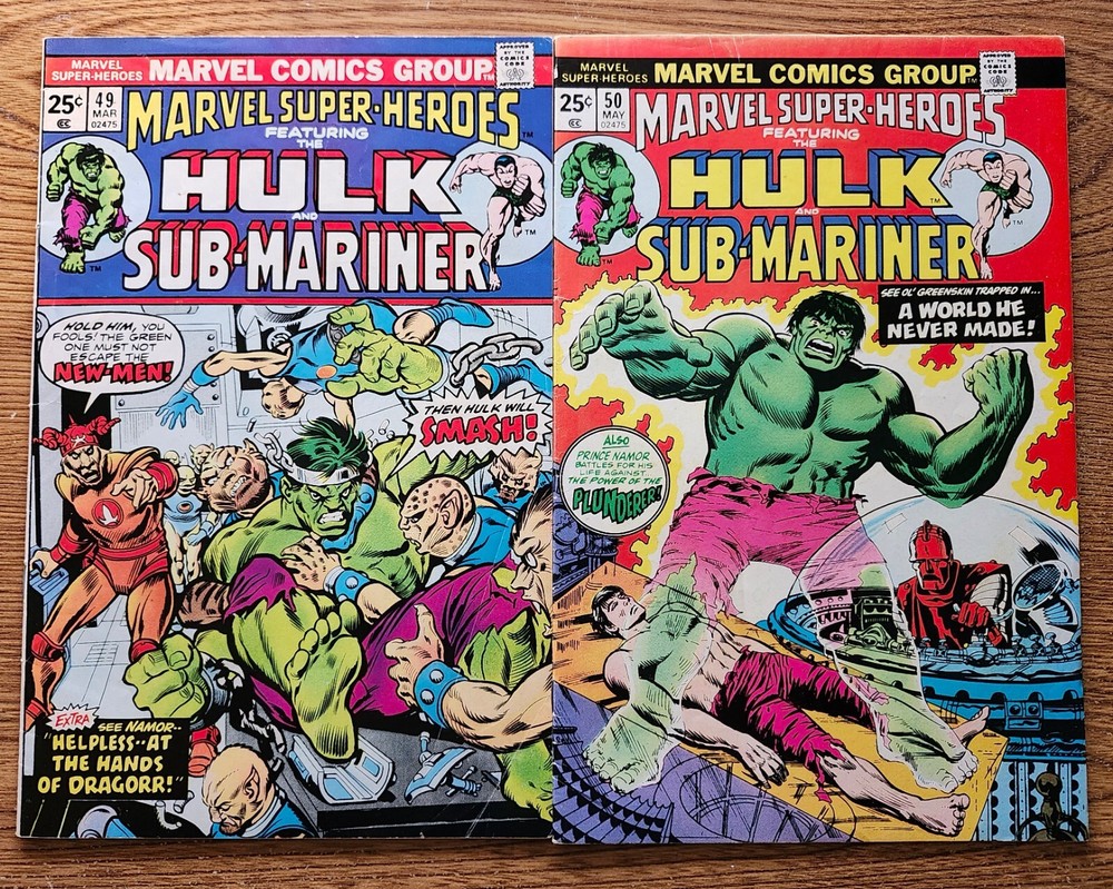 Marvel Super-Heroes With Hulk & Namor Set of 2 #49 & #50 both VF published 1975