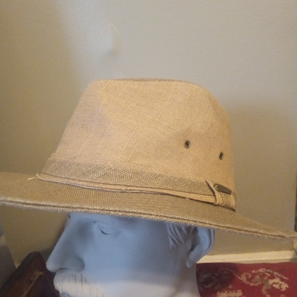 Stetson Gable Fedora Safari Hat for Men in Tan Two Tone with Khaki Brim Size Large 1865