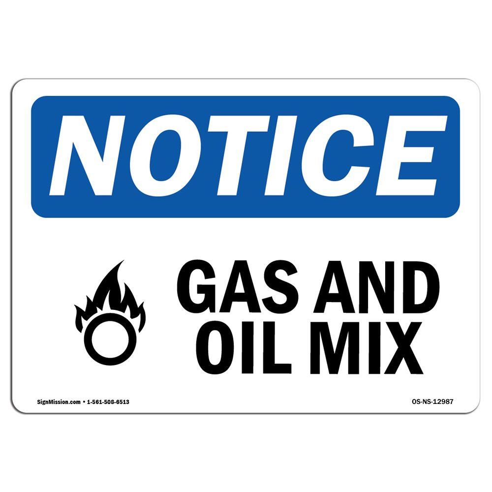 OSHA Notice Sign - Gas and Oil Mix | Rigid Plastic Sign | Protect Your Busine...