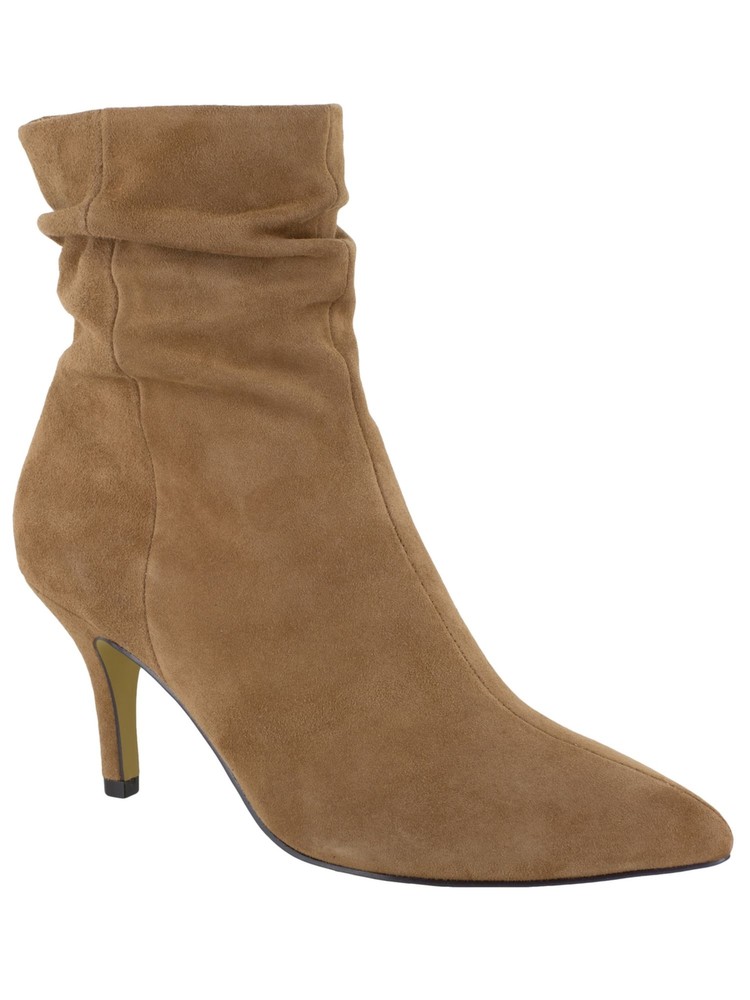 BELLA VITA Womens Brown Ruched Danielle Pointed Toe Stiletto Leather Booties 7 W