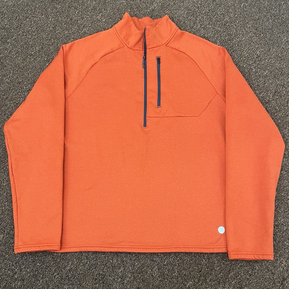 LL Bean Pullover Mens XL Orange Quarter Zip Slightly Fitted Performance Shirt