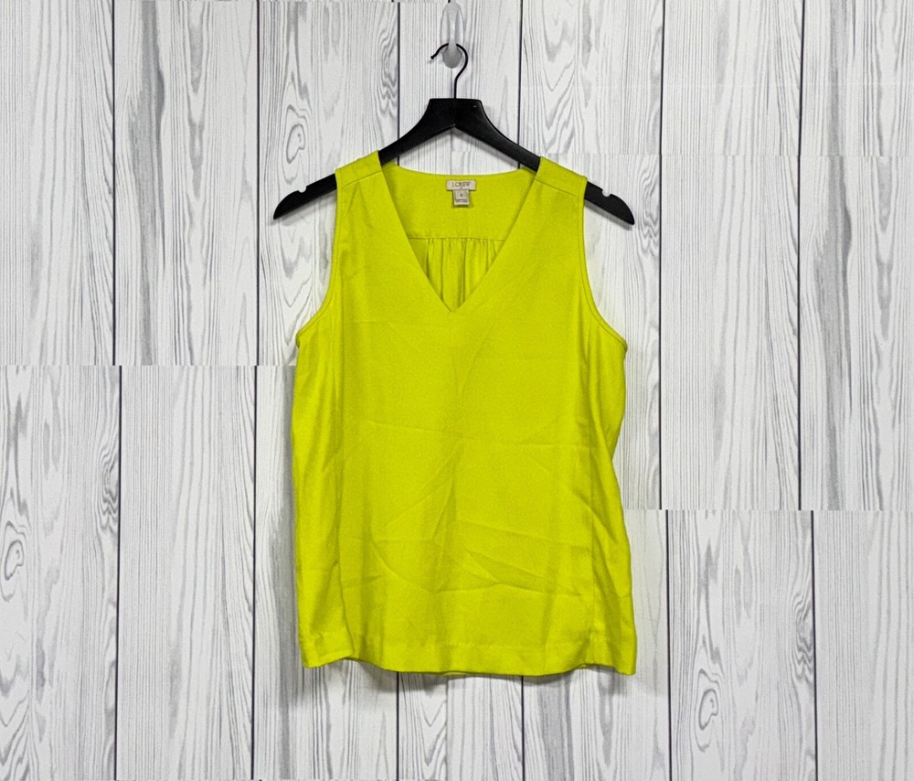 J Crew blouse womens size 4 sleeveless solid yellow top stretch