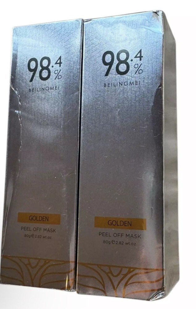 2 Golden Peel-Off Face Masks 98.4% Beilingmei 2.82 oz Each Exp 3/27