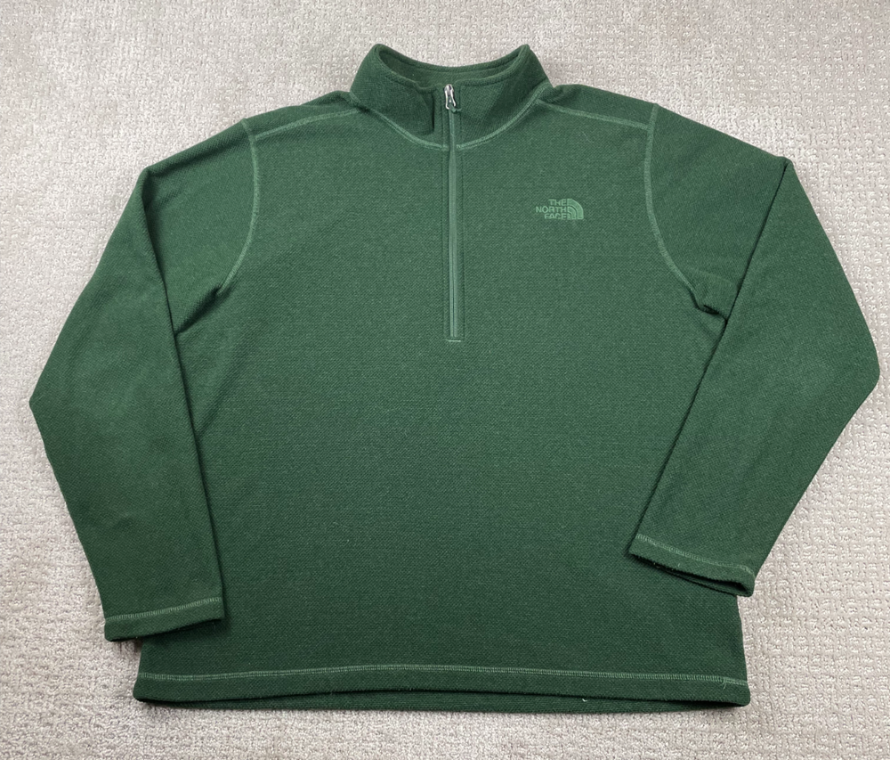 The North Face Jacket Mens XL Green 1/2 Zip Knit Fleece Pullover Hiking Outdoors
