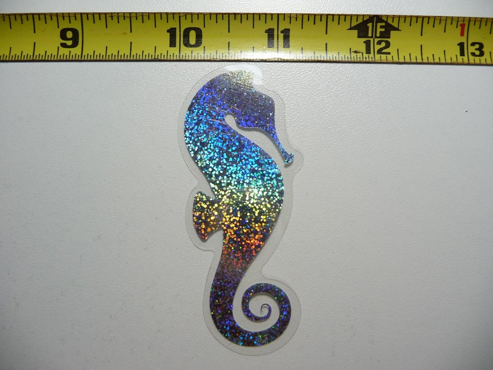 HOLOGRAPHIC MATURE SEAHORSE STICKER DECAL OCEAN SEA LIFE SPARKLE