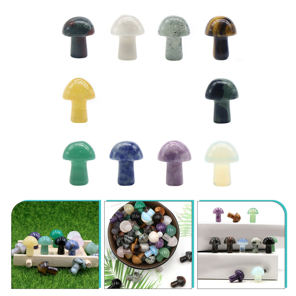 10 Pcs Crystal Mushrooms Sculptures Garden Adorn Art Solar Lights