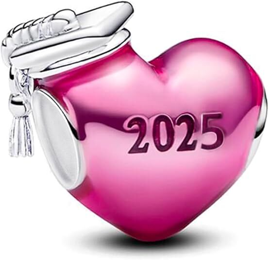 2025 Pink Graduation Cap Charm for Bracelets Necklaces Birthday Gifts