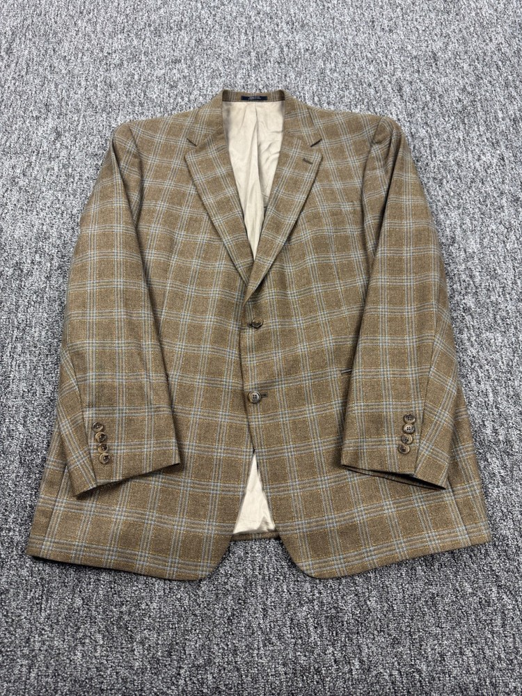 Hart Schaffner Marx Blazer Men 48L Plaid Wool Tweed Sports Coat Jacket Vtg USA