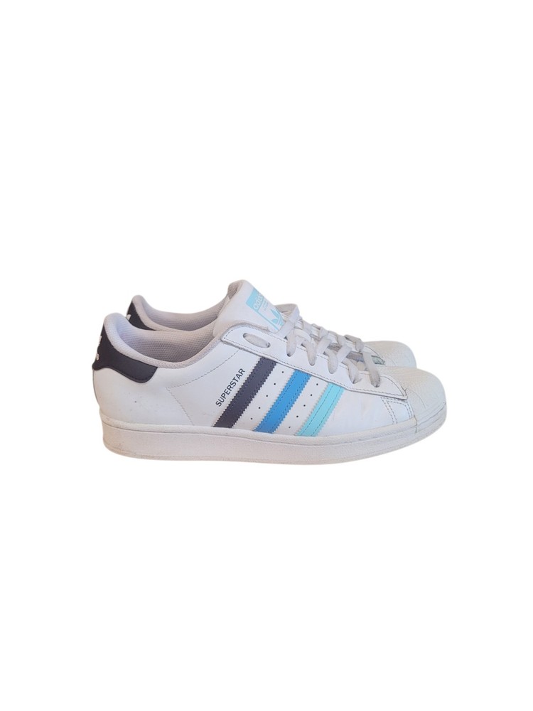 Adidas Superstar Men's Size 10 White Blue Ombre Gradient Stripes Sneakers HP5499