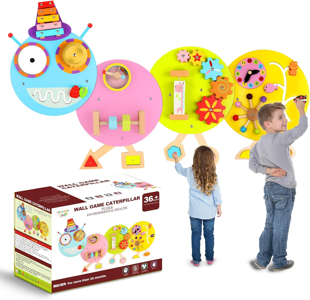 Caterpillar Activity Wall Panels for Toddler: Sensory Wall Toy 12 Activities - W