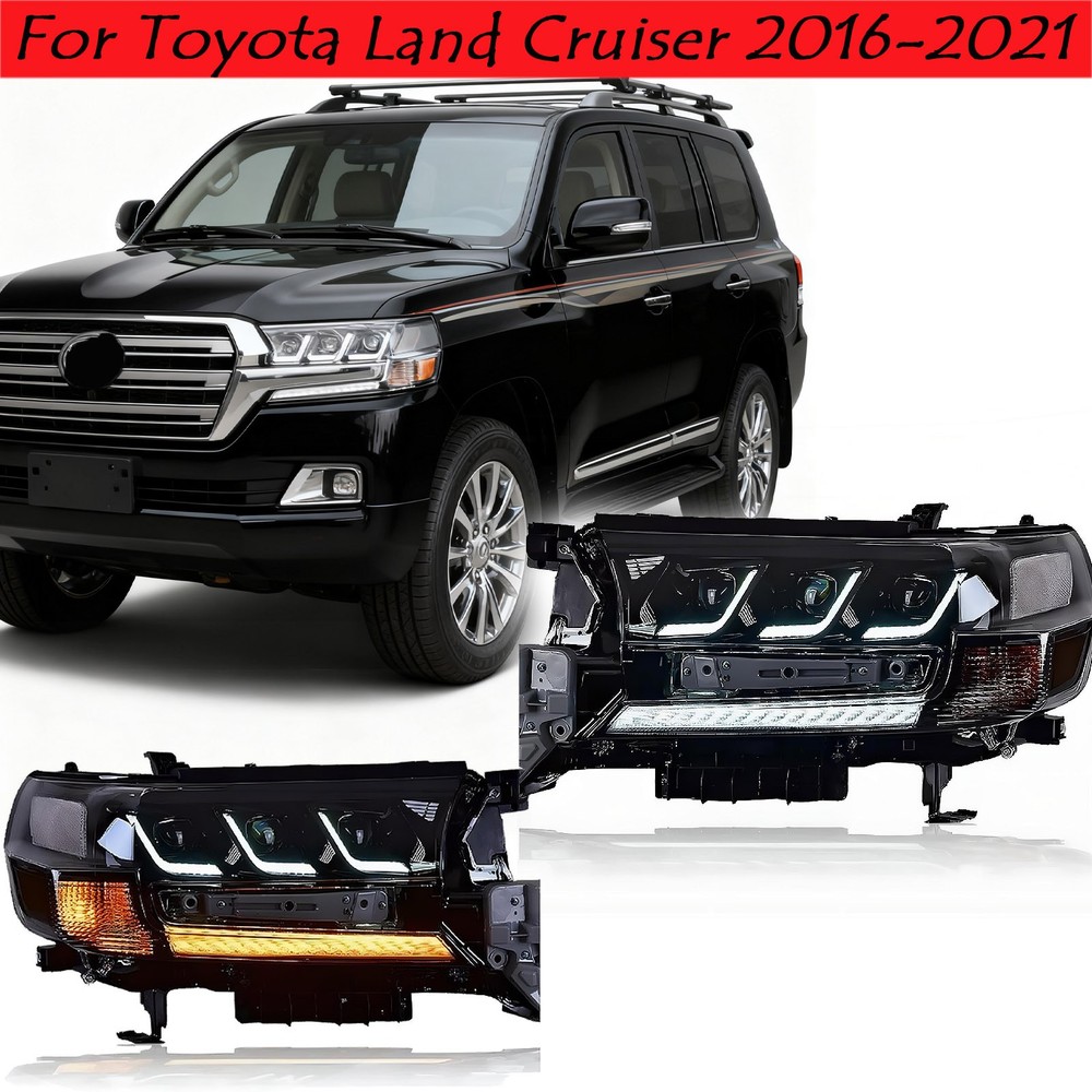 For Toyota Land Cruiser 2016-2021 LED Headlight Assembly Set Turn Signal Lamp